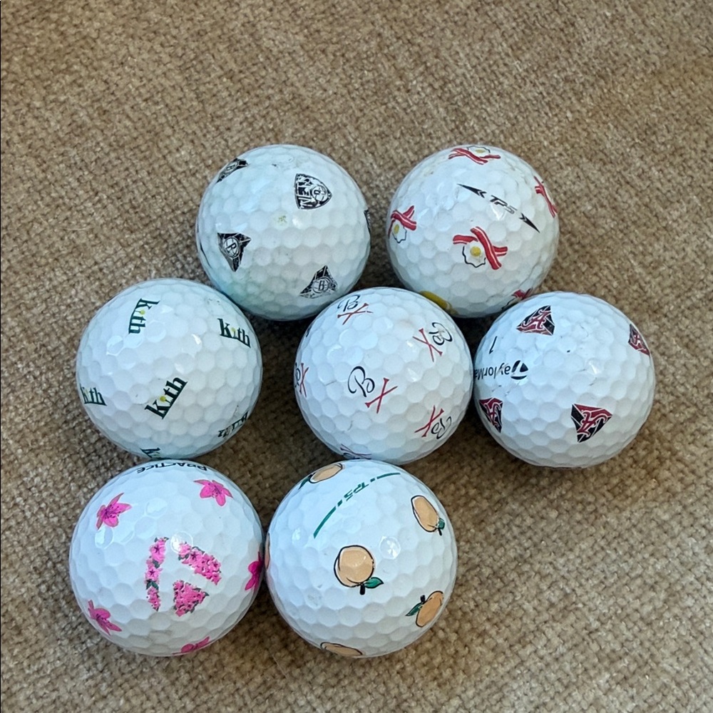 TaylorMade TP5 Golf Balls with Colorful Designs - 7 total